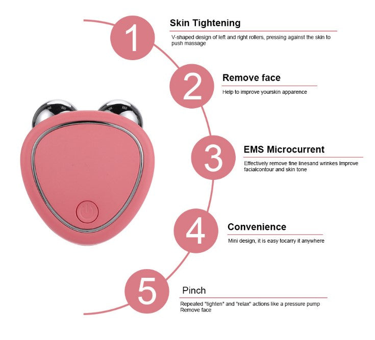 Micro Current Beauty Instrument Roller - Pink