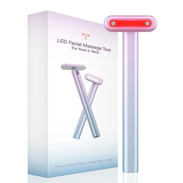 4 in 1 Facial Wand EMS Microcurrent Vibration Warm Red Light Face Lifting Machine Skin Tightening Device - Blue