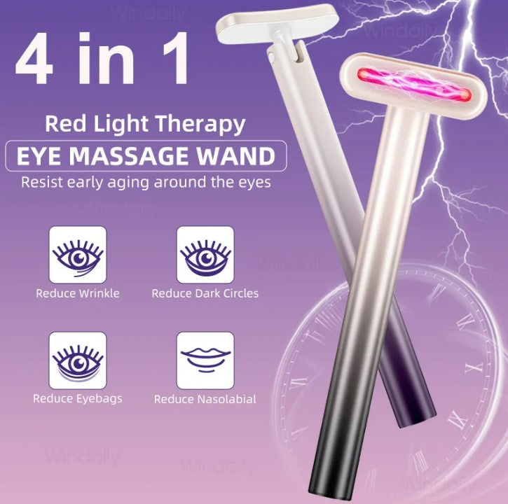 4 in 1 Facial Wand EMS Microcurrent Vibration Warm Red Light Face Lifting Machine Skin Tightening Device - Blue