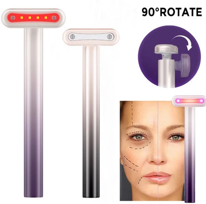 4 in 1 Facial Wand EMS Microcurrent Vibration Warm Red Light Face Lifting Machine Skin Tightening Device - Blue