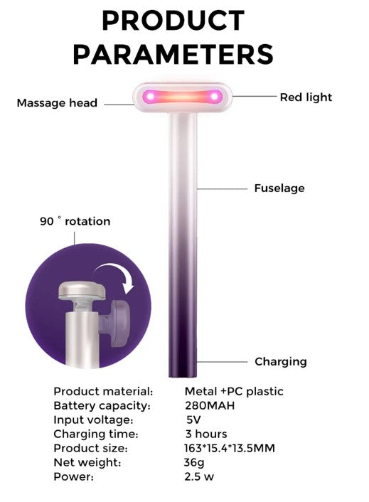 4 in 1 Facial Wand EMS Microcurrent Vibration Warm Red Light Face Lifting Machine Skin Tightening Device - Blue