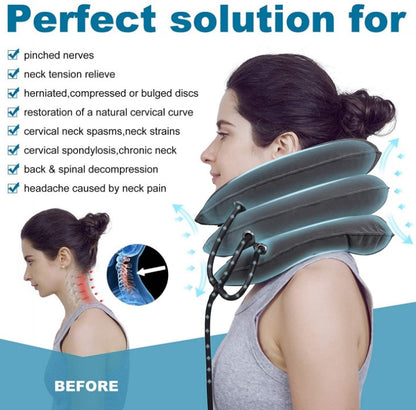 Cervical Traction Device Neck Support Inflatable Pillow - Blue
