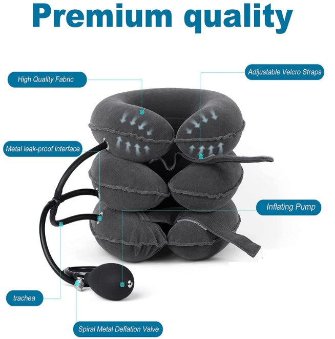 Cervical Traction Device Neck Support Inflatable Pillow - Blue