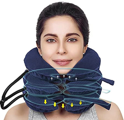 Cervical Traction Device Neck Support Inflatable Pillow - Blue
